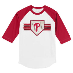 Philadelphia Phillies Tiny Turnip Youth Base Stripe 3/4-Sleeve Raglan T-Shirt - White/Red T-shirts