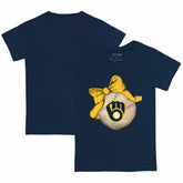 Milwaukee Brewers Tiny Turnip Youth Baseball Bow T-Shirt - Navy T-shirts