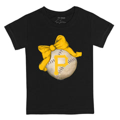 Pittsburgh Pirates Tiny Turnip Youth Baseball Bow T-Shirt - Black T-shirts