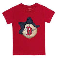 Boston Red Sox Tiny Turnip Youth Baseball Bow T-Shirt - Red T-shirts