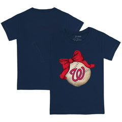 Washington Nationals Tiny Turnip Youth Baseball Bow T-Shirt - Navy T-shirts
