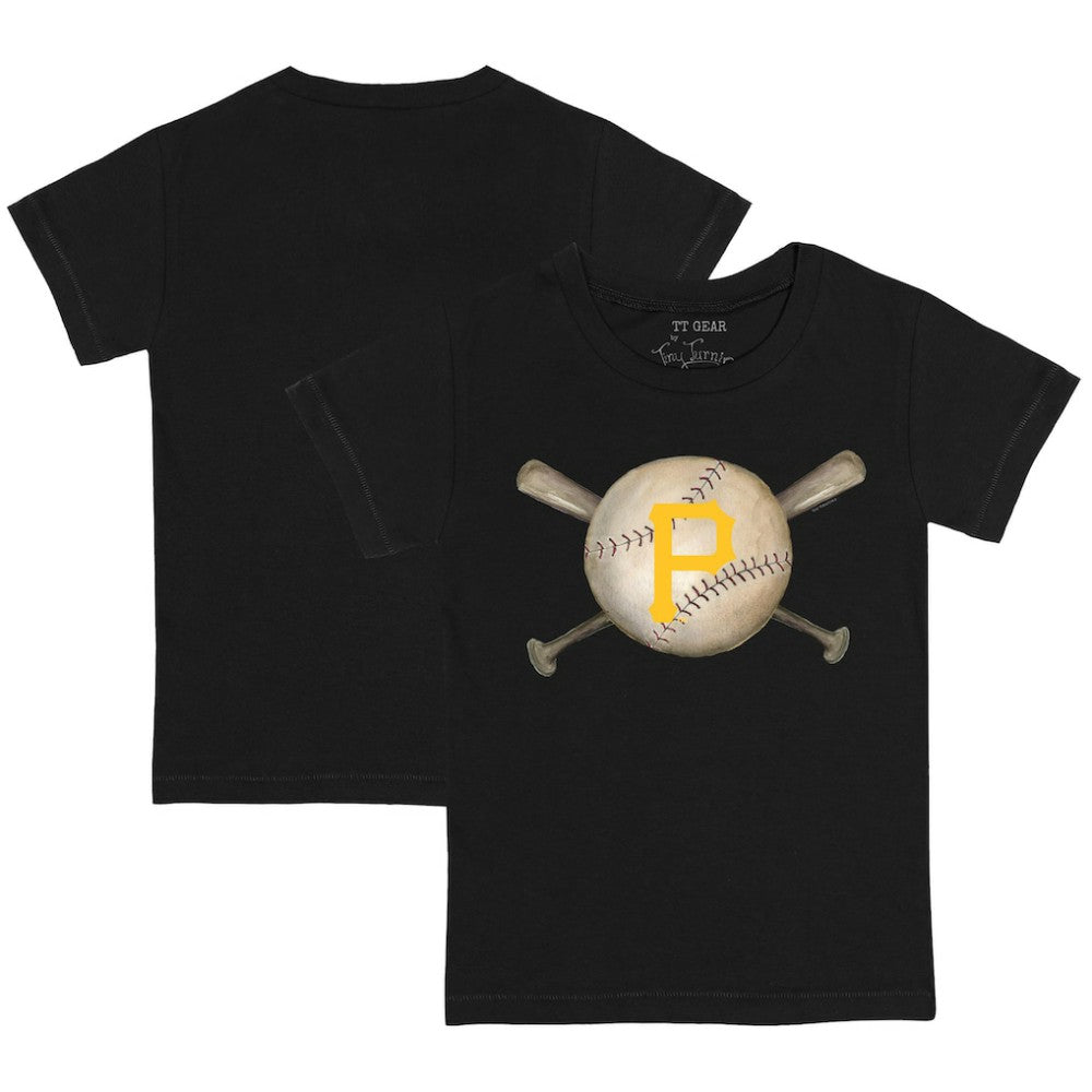 Pittsburgh Pirates Tiny Turnip Youth Baseball Cross Bats T-Shirt - Black T-shirts