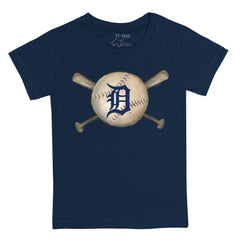 Detroit Tigers Tiny Turnip Youth Baseball Cross Bats T-Shirt - Navy T-shirts