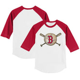 Boston Red Sox Tiny Turnip Youth Baseball Cross Bats 3/4-Sleeve Raglan T-Shirt - White/Red T-shirts