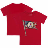 Los Angeles Angels Tiny Turnip Youth Baseball Flag T-Shirt - Red T-shirts