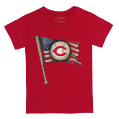 Cincinnati Reds Tiny Turnip Youth Baseball Flag T-Shirt - Red T-shirts