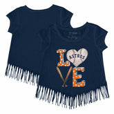 Houston Astros Tiny Turnip Girls Youth Baseball Love Fringe T-Shirt - Navy T-shirts