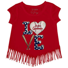 St. Louis Cardinals Tiny Turnip Girls Youth Baseball Love Fringe T-Shirt - Red T-shirts