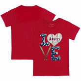 Los Angeles Angels Tiny Turnip Youth Baseball Love T-Shirt - Red T-shirts