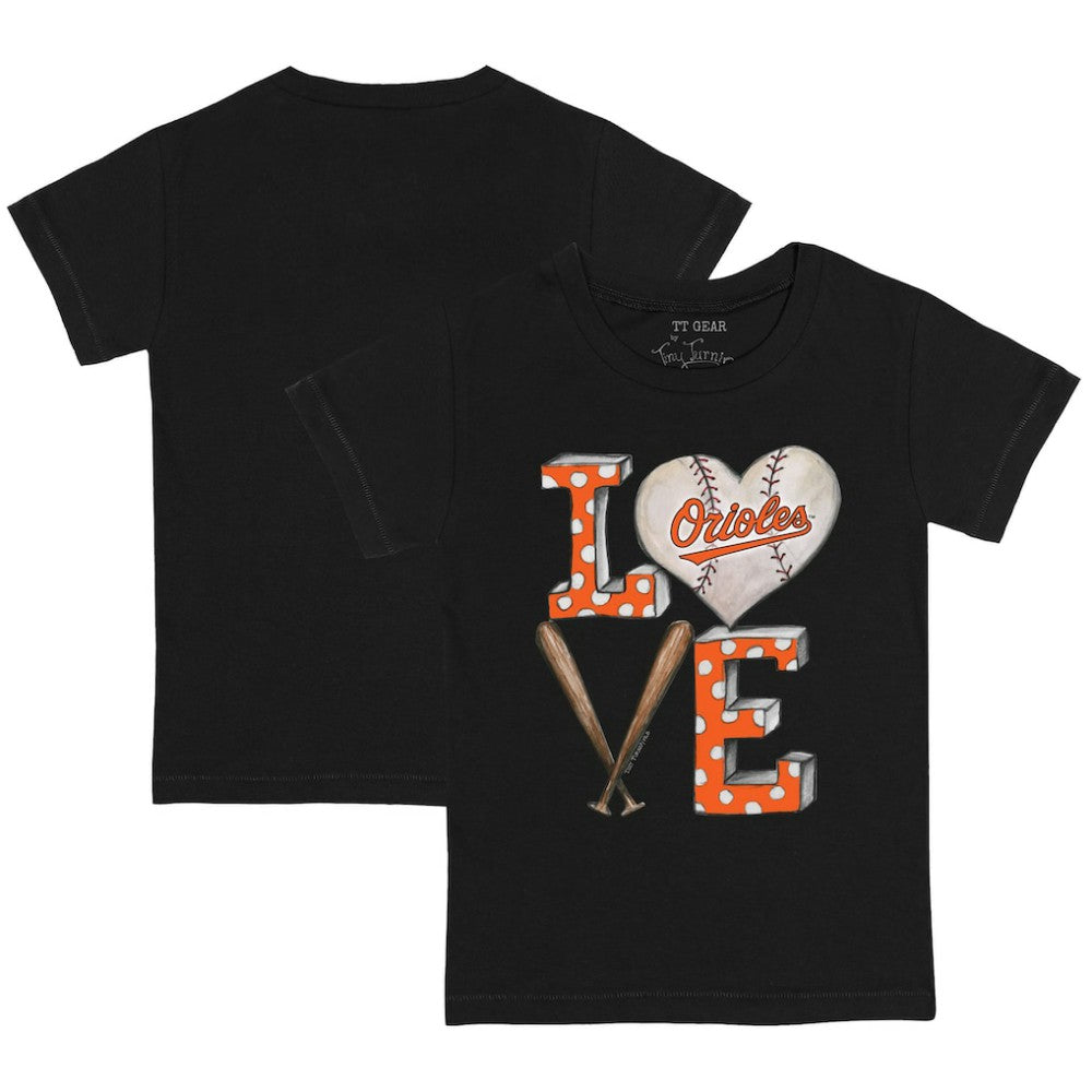Baltimore Orioles Tiny Turnip Youth Baseball Love T-Shirt - Black T-shirts