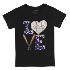 Colorado Rockies Tiny Turnip Youth Baseball Love T-Shirt - Black T-shirts