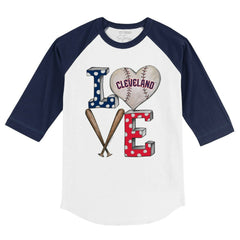 Cleveland Guardians Tiny Turnip Youth Baseball Love 3/4-Sleeve Raglan T-Shirt - White/Navy T-shirts
