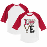 Cincinnati Reds Tiny Turnip Youth Baseball Love 3/4-Sleeve Raglan T-Shirt - White/Red T-shirts