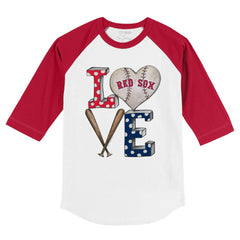 Boston Red Sox Tiny Turnip Youth Baseball Love 3/4-Sleeve Raglan T-Shirt - White/Red T-shirts