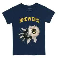Milwaukee Brewers Tiny Turnip Youth Baseball Tear T-Shirt - Navy T-shirts