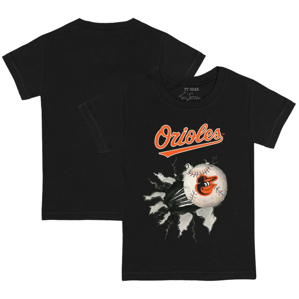 Baltimore Orioles Tiny Turnip Youth Baseball Tear T-Shirt - Black T-shirts