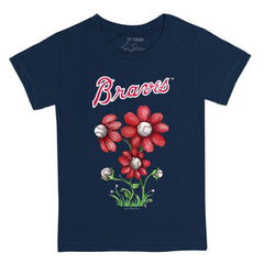 Atlanta Braves Tiny Turnip Youth Blooming Baseballs T-Shirt - Navy T-shirts