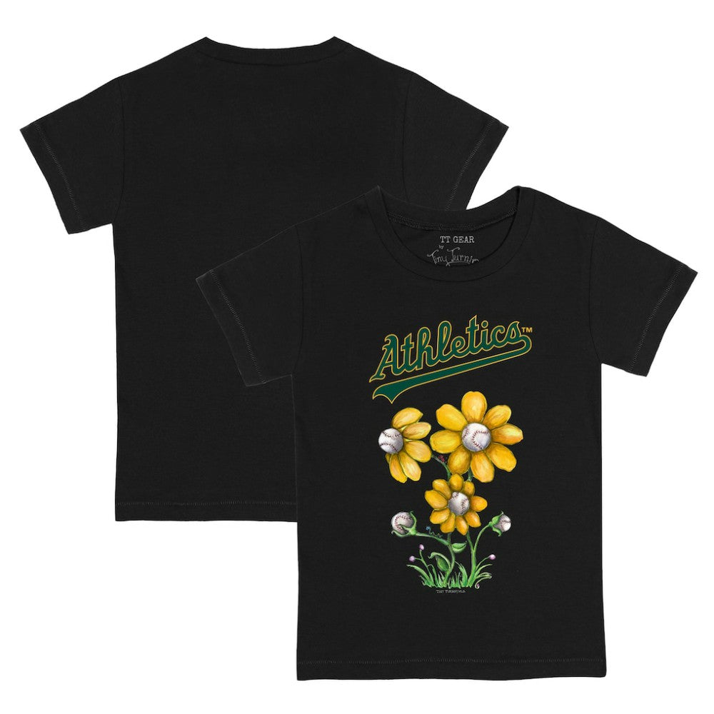 Athletics Tiny Turnip Youth Blooming Baseballs T-Shirt - Black T-shirts