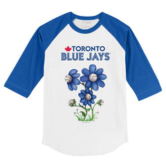Toronto Blue Jays Tiny Turnip Youth Blooming Baseballs 3/4-Sleeve Raglan T-Shirt - White/Royal T-shirts