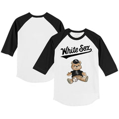 Chicago White Sox Tiny Turnip Youth Teddy Boy 3/4-Sleeve Raglan T-Shirt - White/Black T-shirts