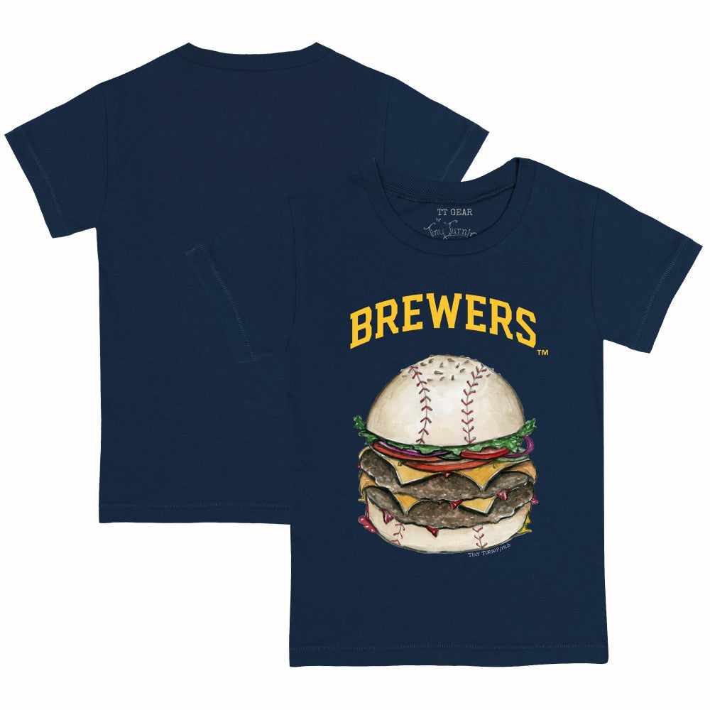 Milwaukee Brewers Tiny Turnip Youth Burger T-Shirt - Navy T-shirts