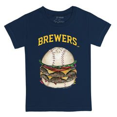Milwaukee Brewers Tiny Turnip Youth Burger T-Shirt - Navy T-shirts