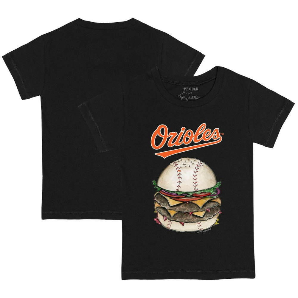 Baltimore Orioles Tiny Turnip Youth Burger T-Shirt - Black T-shirts