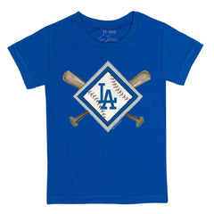 Los Angeles Dodgers Tiny Turnip Youth Diamond Cross Bats T-Shirt - Royal T-shirts