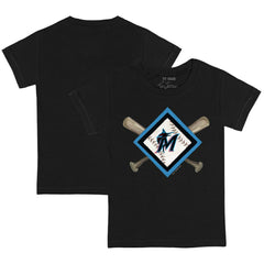 Miami Marlins Tiny Turnip Youth Diamond Cross Bats T-Shirt - Black T-shirts