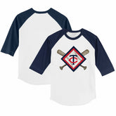 Minnesota Twins Tiny Turnip Youth Diamond Cross Bats 3/4-Sleeve Raglan T-Shirt - White/Navy T-shirts