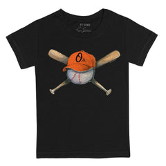 Baltimore Orioles Tiny Turnip Youth Hat Crossbats T-Shirt - Black Hats