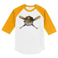 San Diego Padres Tiny Turnip Youth Hat Crossbats 3/4-Sleeve Raglan T-Shirt - White/Gold Hats