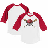 Cincinnati Reds Tiny Turnip Youth Hat Crossbats 3/4-Sleeve Raglan T-Shirt - White/Red Hats