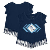 Tampa Bay Rays Tiny Turnip Girls Youth Prism Arrows Fringe T-Shirt - Navy T-shirts