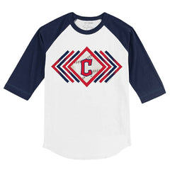 Cleveland Guardians Tiny Turnip Youth Prism Arrows 3/4-Sleeve Raglan T-Shirt - White/Navy T-shirts