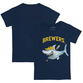 Milwaukee Brewers Tiny Turnip Youth Shark T-Shirt - Navy T-shirts
