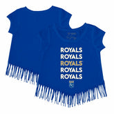 Kansas City Royals Tiny Turnip Girls Youth Stacked Fringe T-Shirt - Royal T-shirts