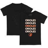 Baltimore Orioles Tiny Turnip Youth Stacked T-Shirt - Black T-shirts