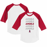 Los Angeles Angels Tiny Turnip Youth Stacked 3/4-Sleeve Raglan T-Shirt - White/Red T-shirts