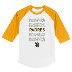 San Diego Padres Tiny Turnip Youth Stacked 3/4-Sleeve Raglan T-Shirt - White/Gold T-shirts