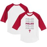 Philadelphia Phillies Tiny Turnip Youth Stacked 3/4-Sleeve Raglan T-Shirt - White/Red T-shirts