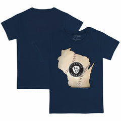 Milwaukee Brewers Tiny Turnip Youth State Outline T-Shirt - Navy T-shirts