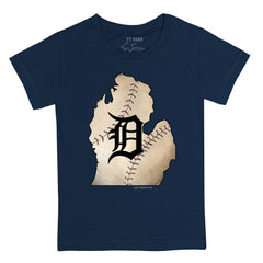 Detroit Tigers Tiny Turnip Youth State Outline T-Shirt - Navy T-shirts