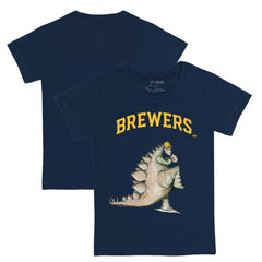 Milwaukee Brewers Tiny Turnip Youth Stega T-Shirt - Navy T-shirts