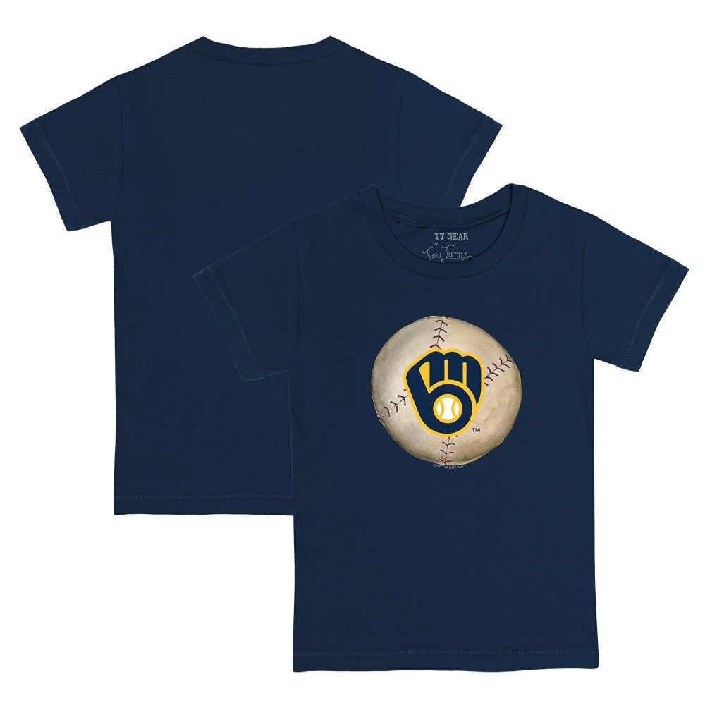 Milwaukee Brewers Tiny Turnip Youth Stitched Baseball T-Shirt - Navy T-shirts