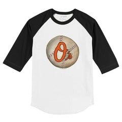 Baltimore Orioles Tiny Turnip Youth Stitched Baseball 3/4-Sleeve Raglan T-Shirt - White/Black T-shirts
