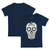 Milwaukee Brewers Tiny Turnip Youth Sugar Skull T-Shirt - Navy T-shirts