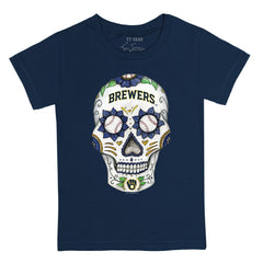 Milwaukee Brewers Tiny Turnip Youth Sugar Skull T-Shirt - Navy T-shirts
