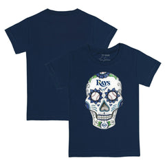 Tampa Bay Rays Tiny Turnip Youth Sugar Skull T-Shirt - Navy T-shirts