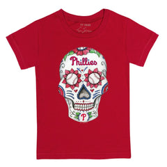 Philadelphia Phillies Tiny Turnip Youth Sugar Skull T-Shirt - Red T-shirts